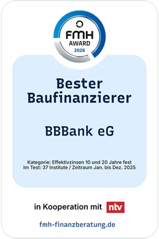 Zertifikat FMH Award 2026: Bester Baufinanzierer